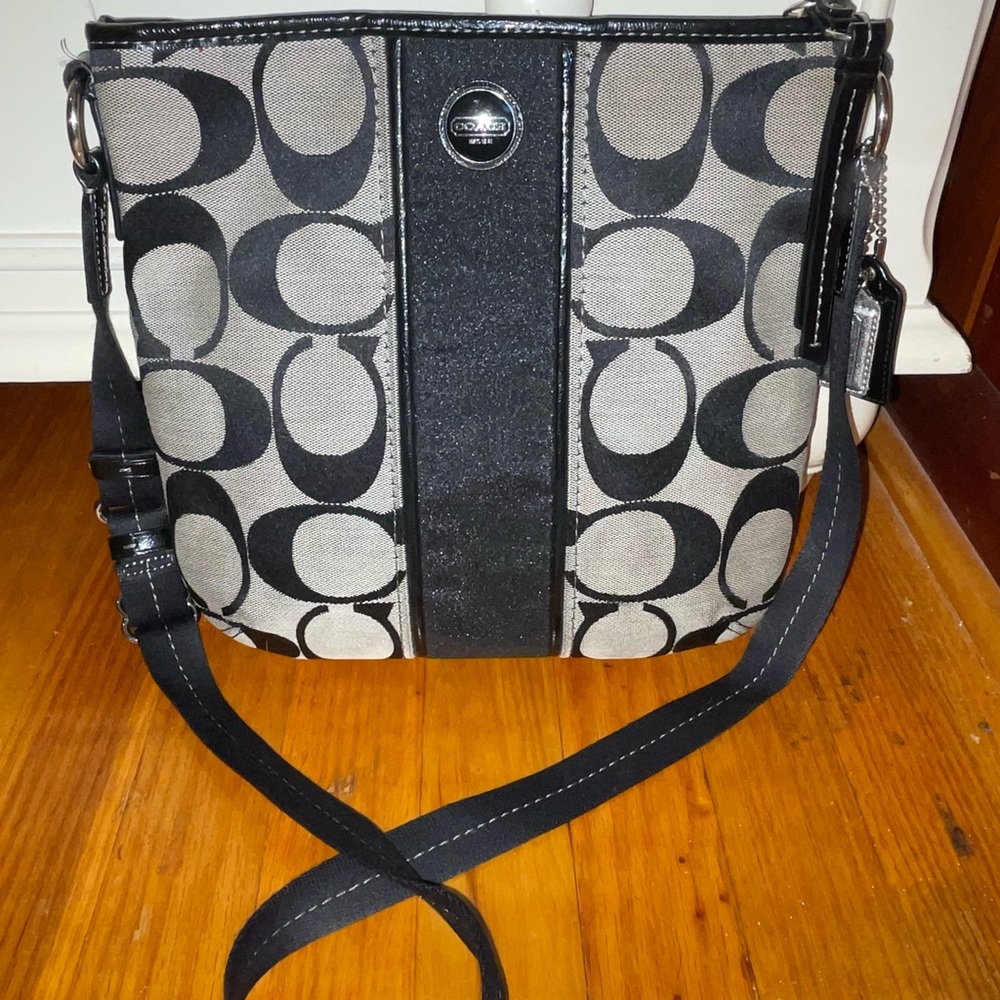 Coach Black and Gray Signature Crossbody Bag